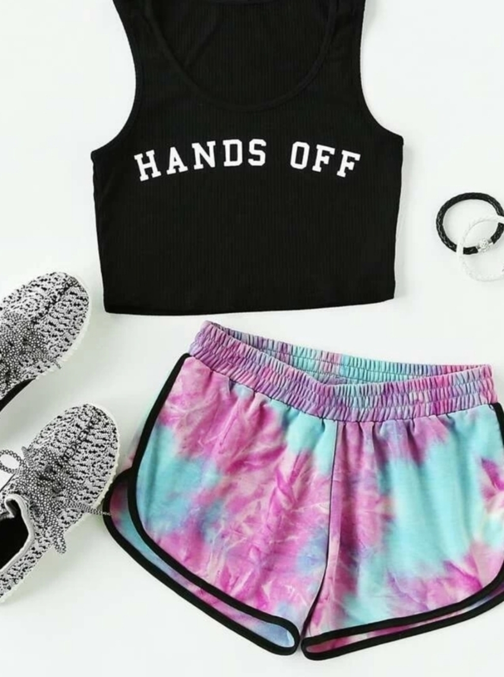 Shein Tie-dyed Athletic Pull-on Short w/Black Trim Size Small